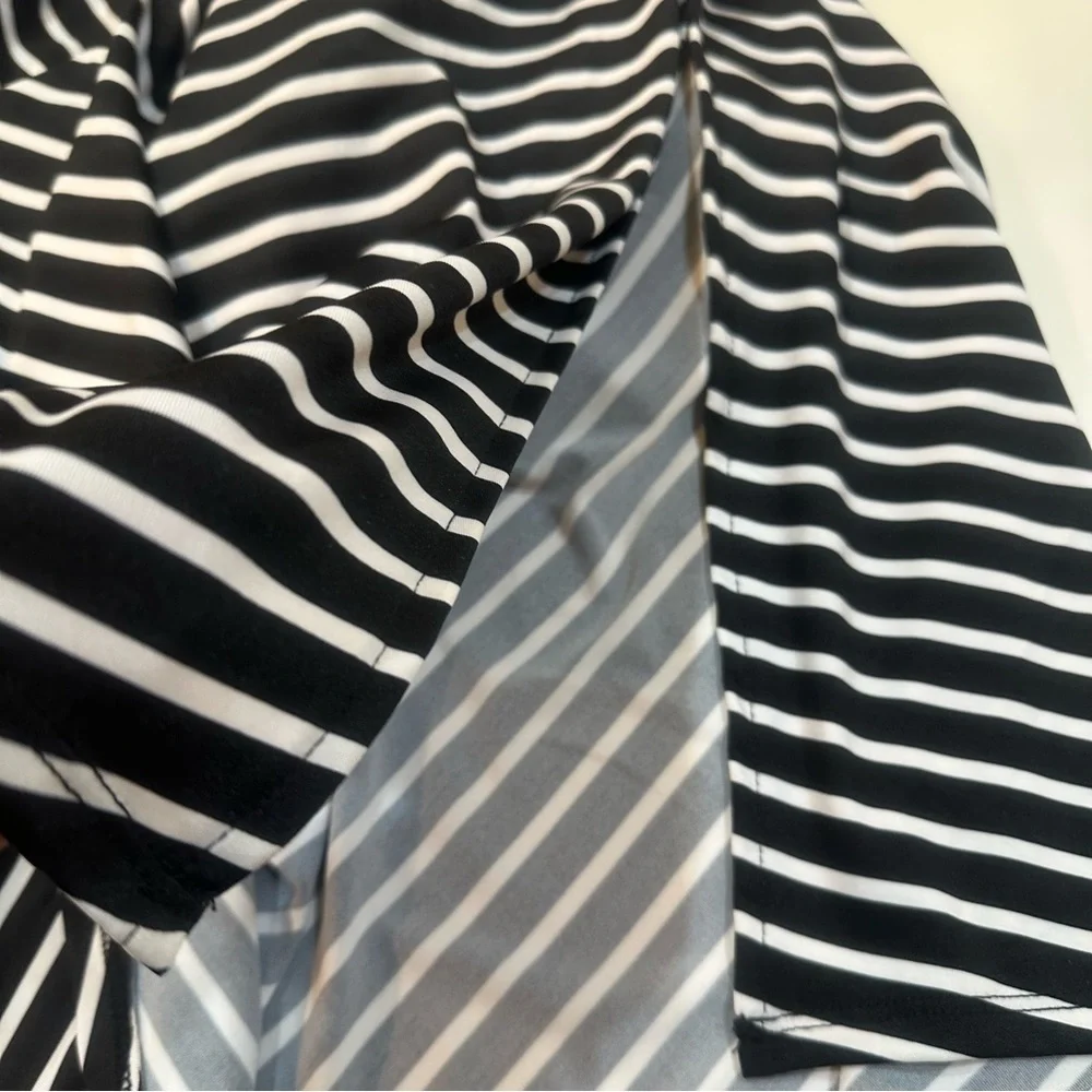 NY Collection Black & White Striped Midi Skirt - Size Petite Large NWT